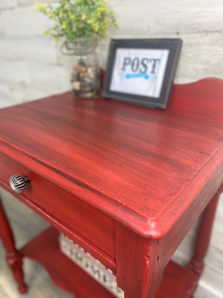 Rustic Red Side Table