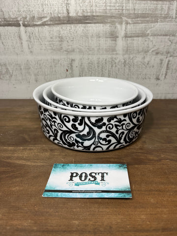 Venetian Black & White Porcelain Bowl Set