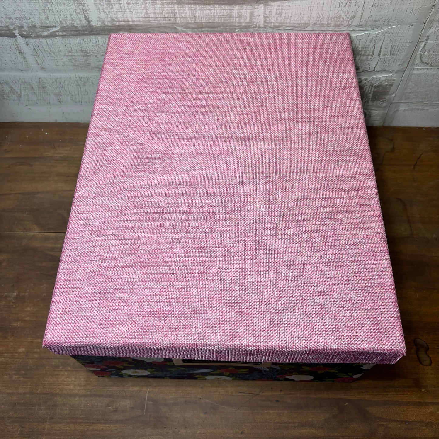 Pink & Blue Floral Peacock Design Storage Box