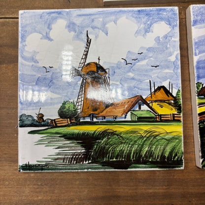 Delft Holland Windmill Hand Painted Ceramic Tiles