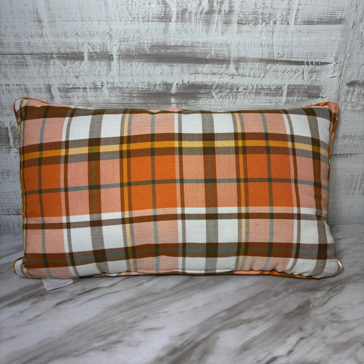 Brentwood Farms Fall Lumbar Throw Pillow Pumpkins Plaid Truck Decor Oeko-Tex