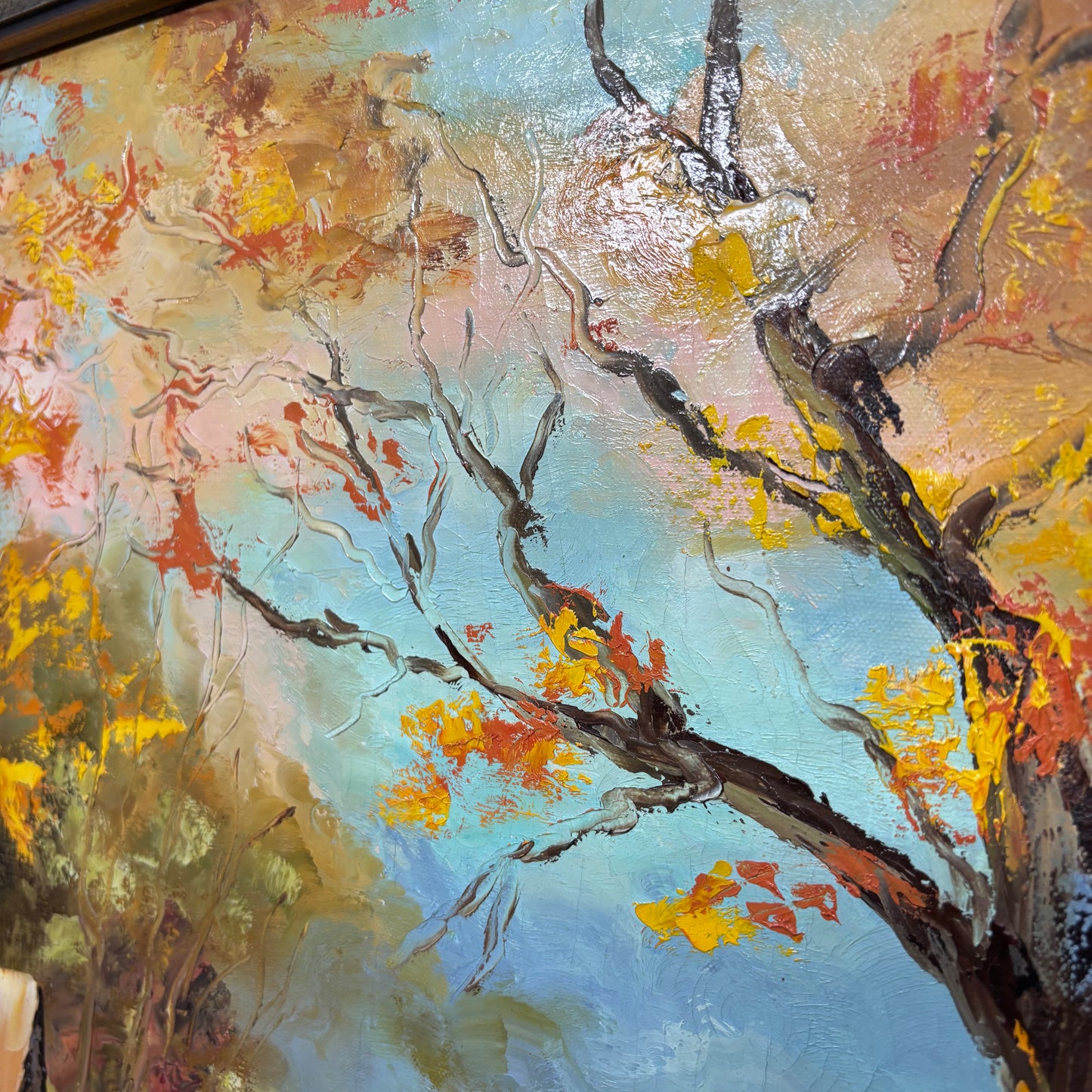 Vintage Original Fall Landscape Framed Oil Painting