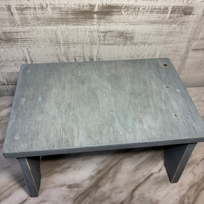 Vintage Primitive Wooden Blue/ Gray Step Stool