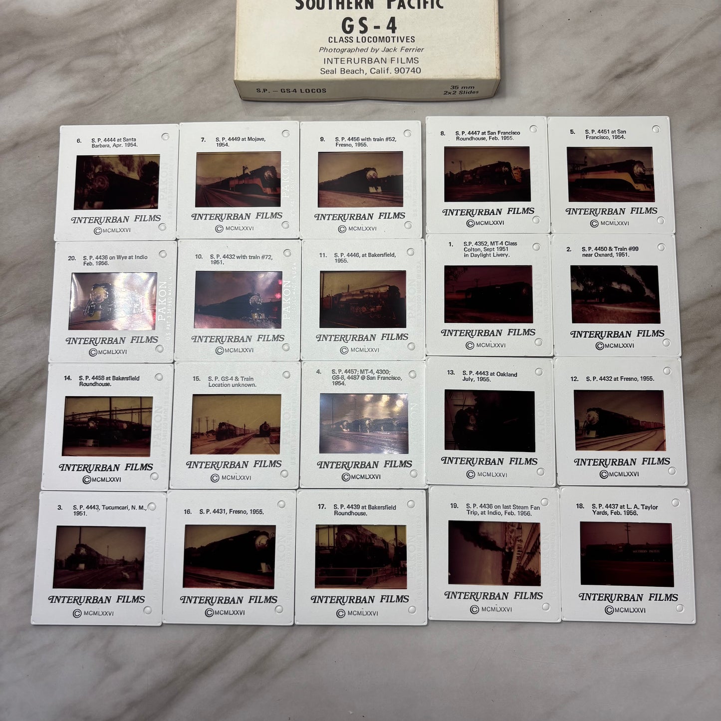 Vintage Boxed Set of 20 35mm “Southern Pacific” Interurban Film Slides