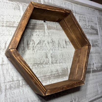 Rustic Hexagon Floating Shelf