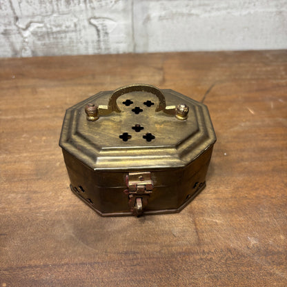 Vintage Brass Incense/ Trinket Box