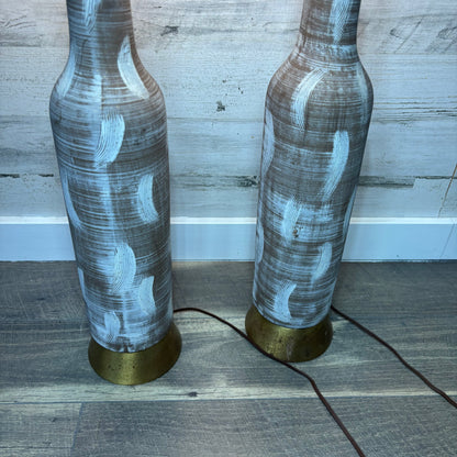 Vintage Design Technics Influenced Bottle Style Textured Lamp Set