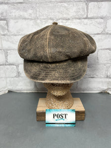 Vintage Scala Weathered Leather Newsboy Hat