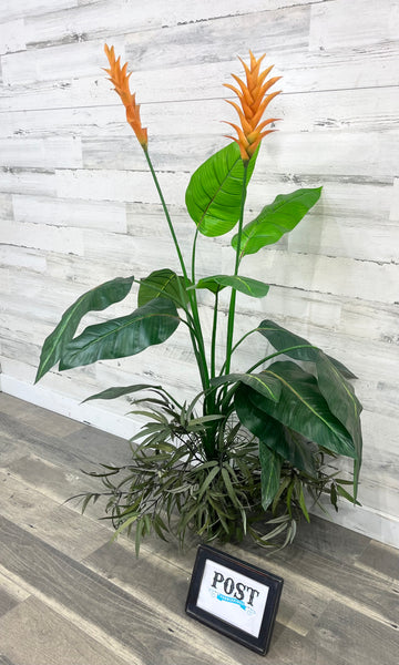 Green And Orange Artificial Bird Of Paradise Plant