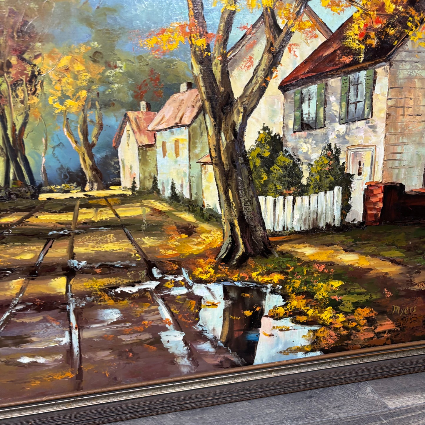 Vintage Original Fall Landscape Framed Oil Painting
