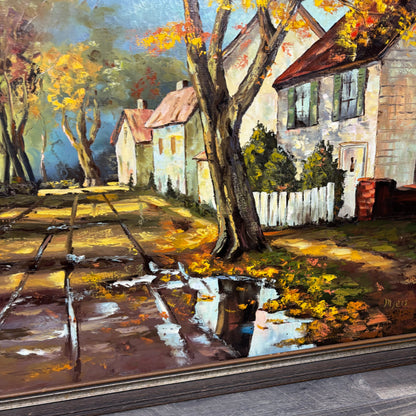 Vintage Original Fall Landscape Framed Oil Painting