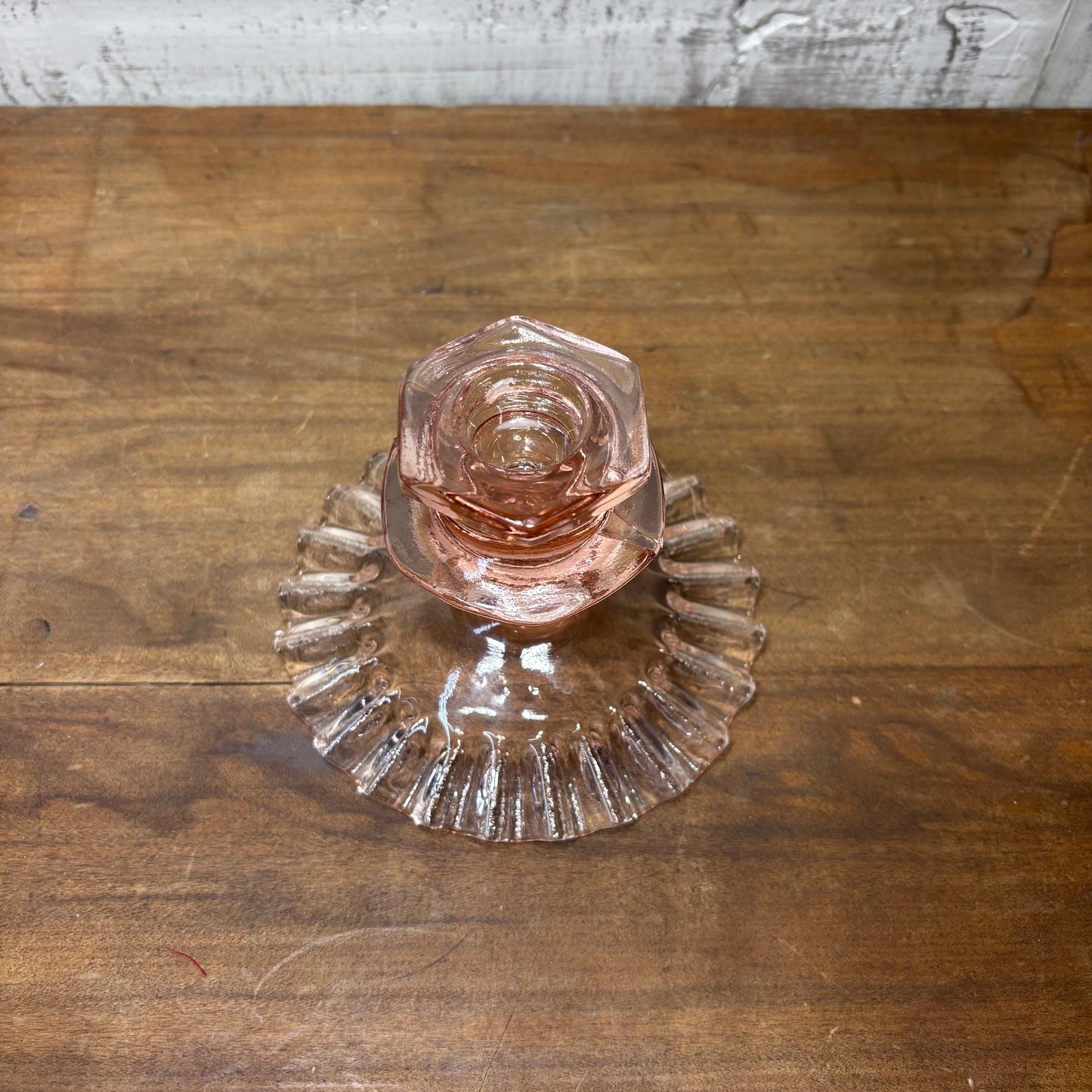 Vintage Pink Depression Glass Candle Stick