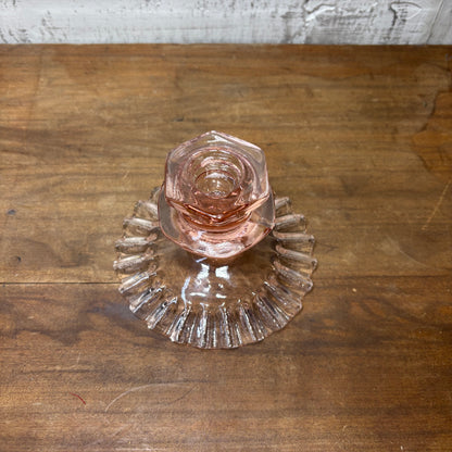 Vintage Pink Depression Glass Candle Stick