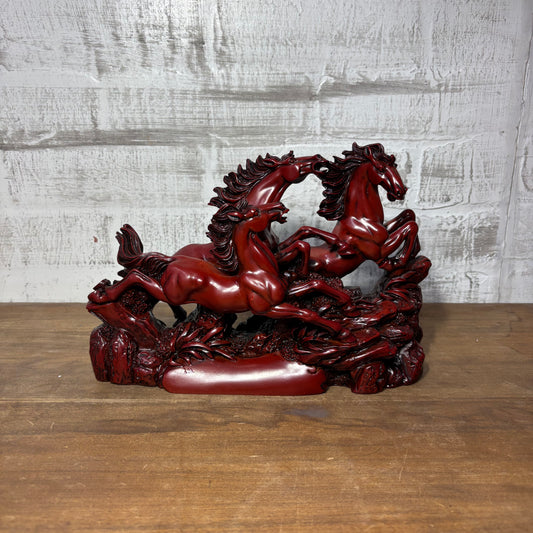 Vintage Wild Horses Running Sculpture