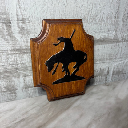 Silhouette Native American Warrior “The End Of The Trail” Wooden Wall Plaque