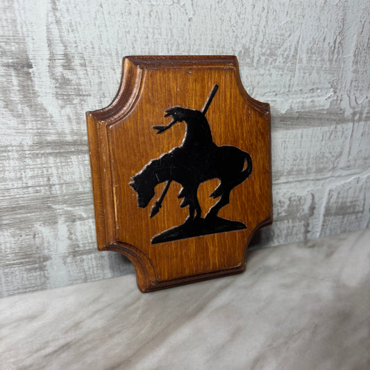 Silhouette Native American Warrior “The End Of The Trail” Wooden Wall Plaque