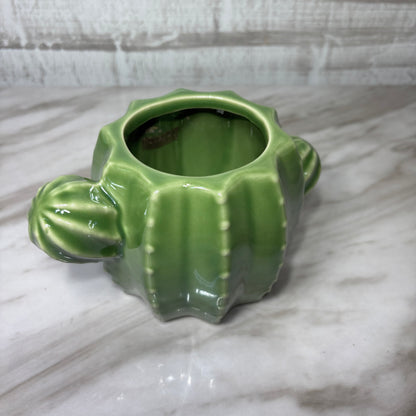 Glossy Green Cactus Ceramic Planter