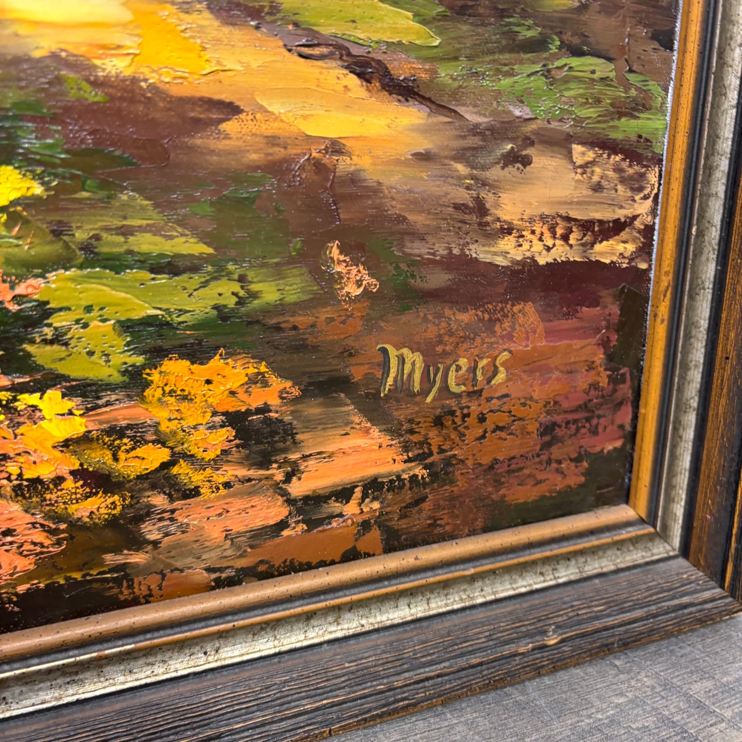 Vintage Original Fall Landscape Framed Oil Painting