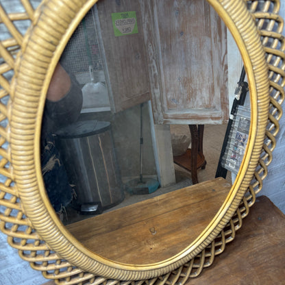 Vintage Rattan Resign Oval Mirror