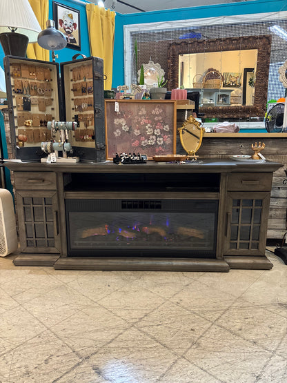 Electric Fireplace Tv Stand Rustic Gray