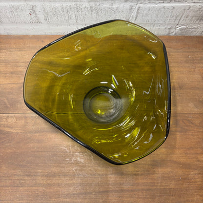 Vintage Indiana Glass Olive Green Large Bowl