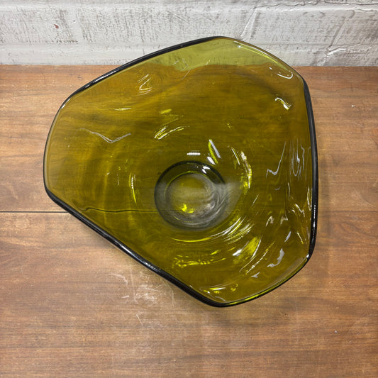 Vintage Indiana Glass Olive Green Large Bowl