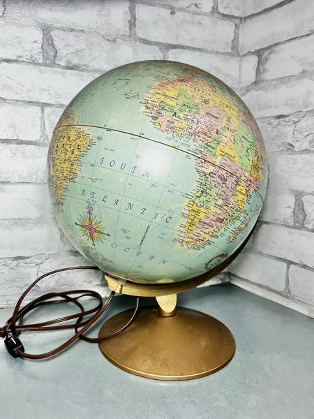 Mid Century Light Up World Globe