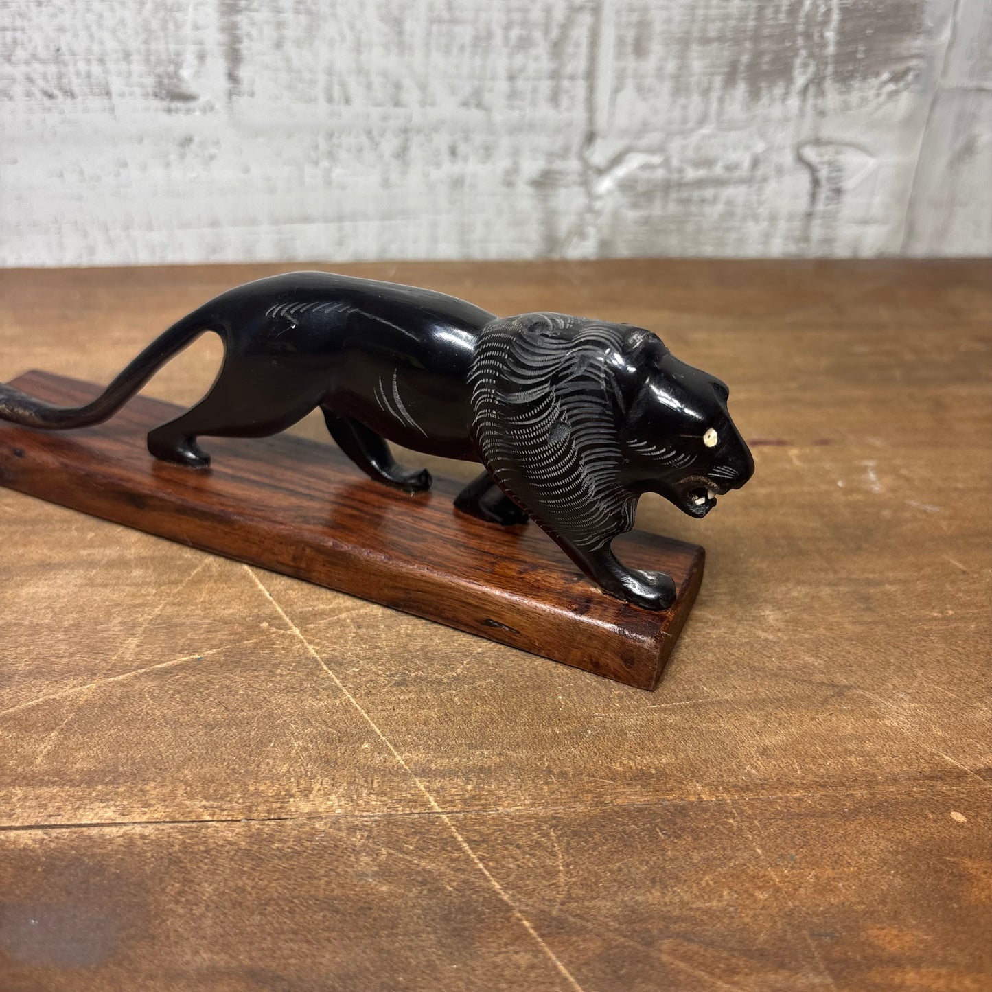 Vintage Hand Carved Lion Figurine