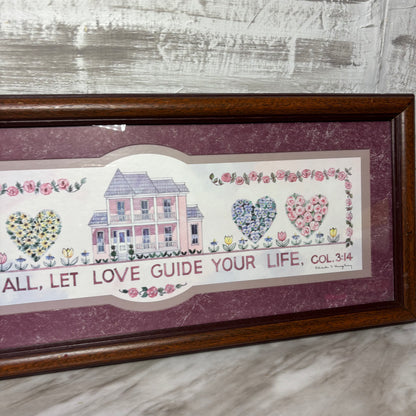 Vintage Charles F. Humphrey Framed Scripture COL. 3:14 Matted Print