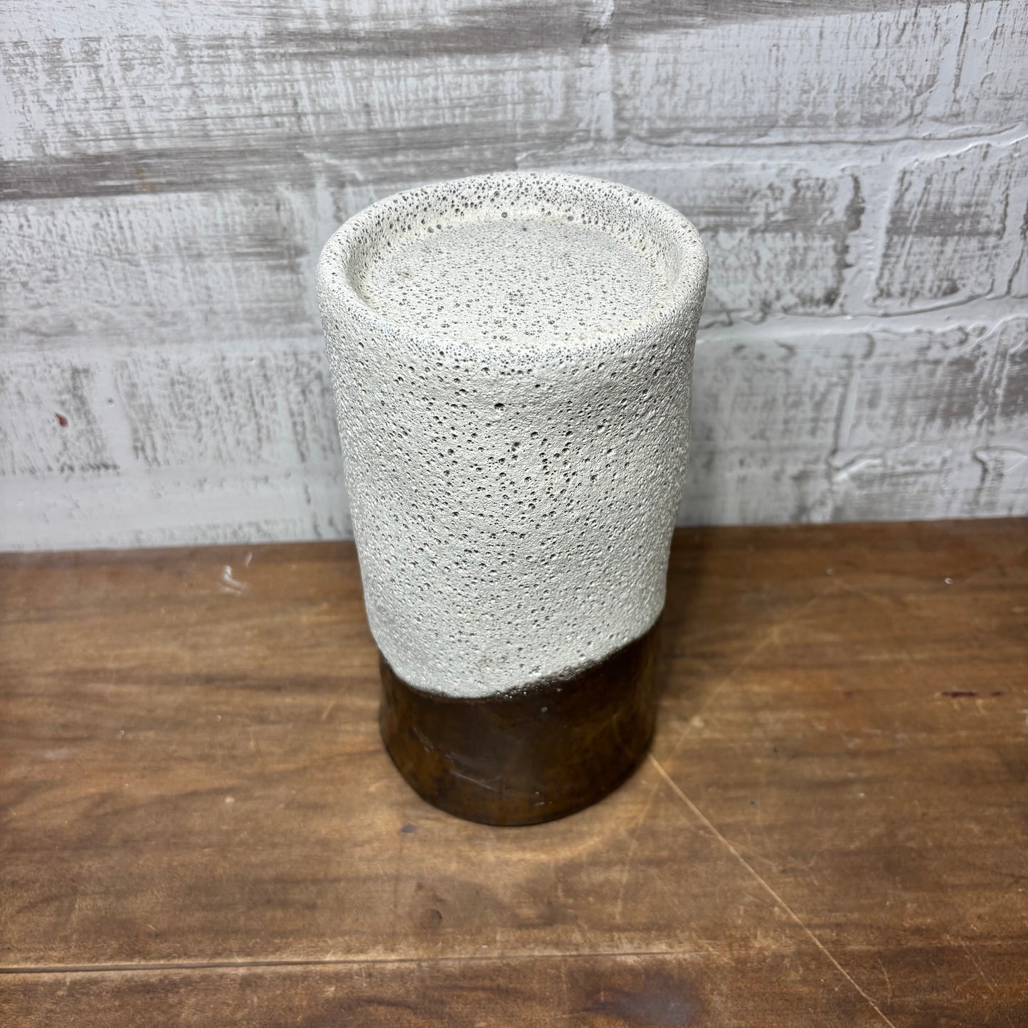 Tall Texture Ceramic Bronze Two Tone Candle Holder