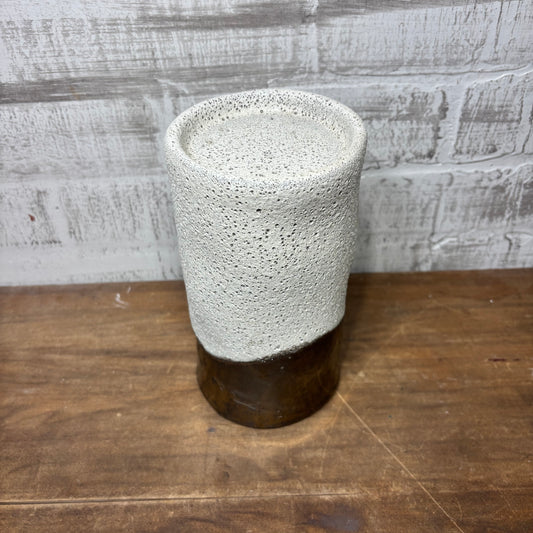 Tall Texture Ceramic Bronze Two Tone Candle Holder