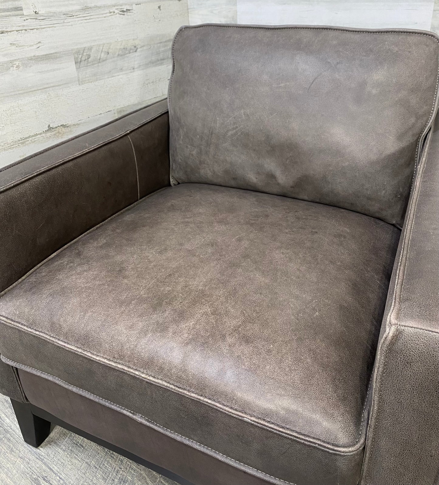 Set Of 2 Gray Leather Chairs