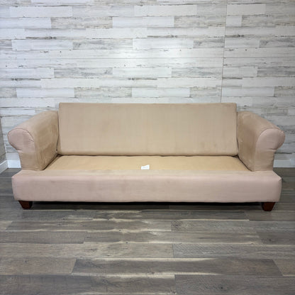 Beige Microsuede Sofa Couch
