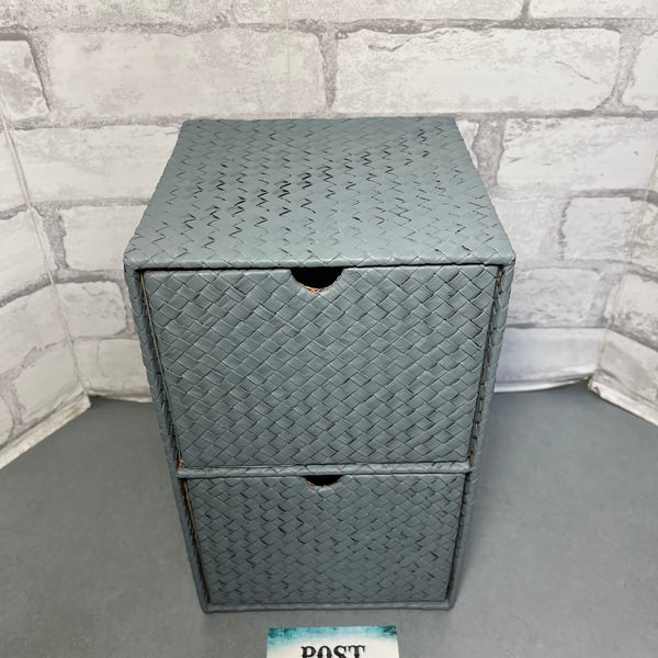 Gray Rattan Two Teir Drawers