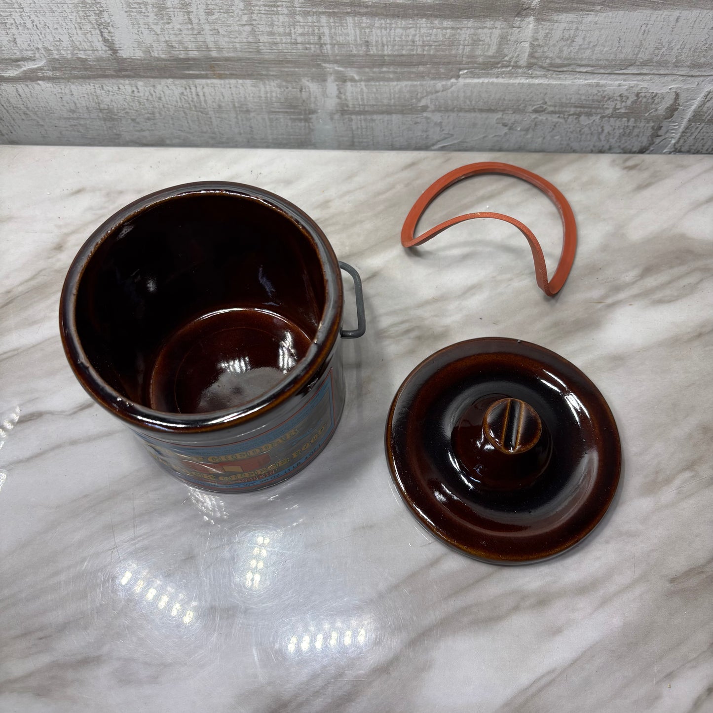 Vintage Brown Glazed Stoneware Cheese Small Crock