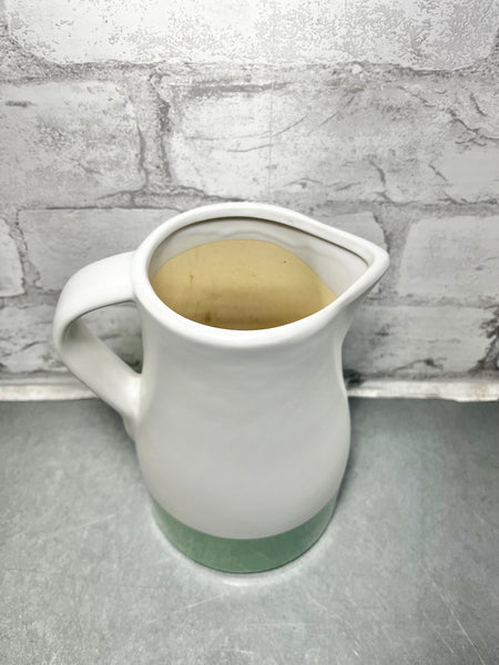 White W/ Green Ceramic Pitcher