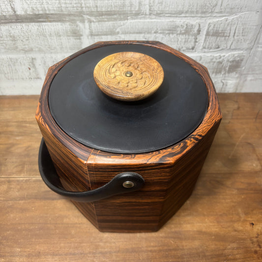 Mid Century Kraftware Faux Wood Ice Bucket