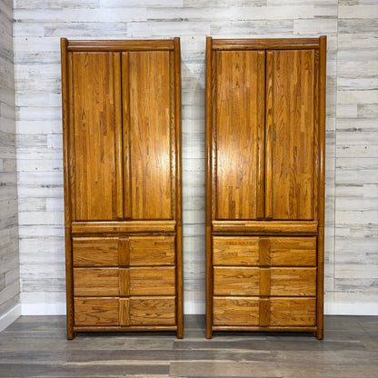 Oak Armoire Wardrobe Set Of 2