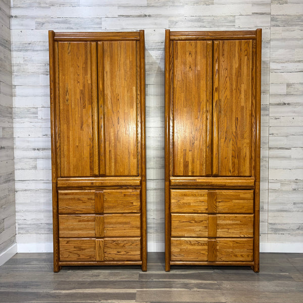Oak Armoire Wardrobe Set Of 2