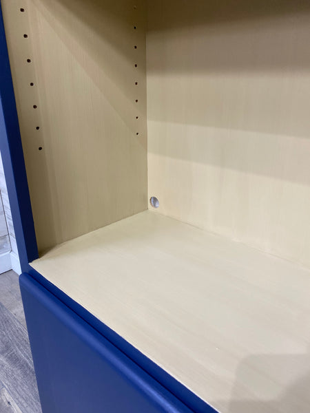 Navy Blue Bookshelf Cabinet