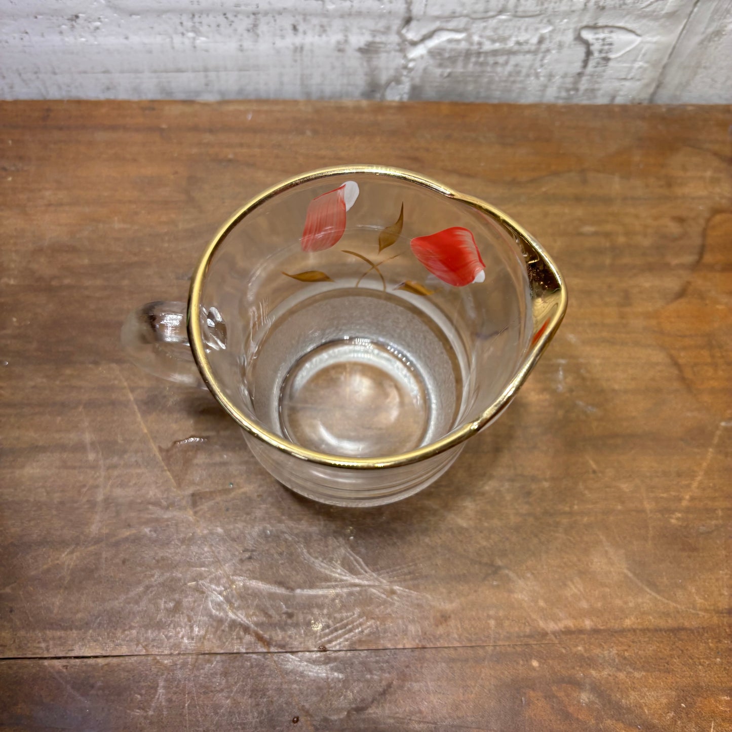 Hand Painted Tulips Gold Trim Creamer Glass