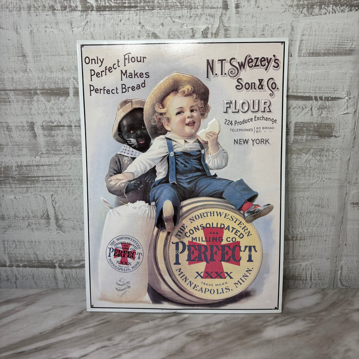 Vintage Style N.T. Swezey’s Son & Co. Embossed Flour Tin Sign
