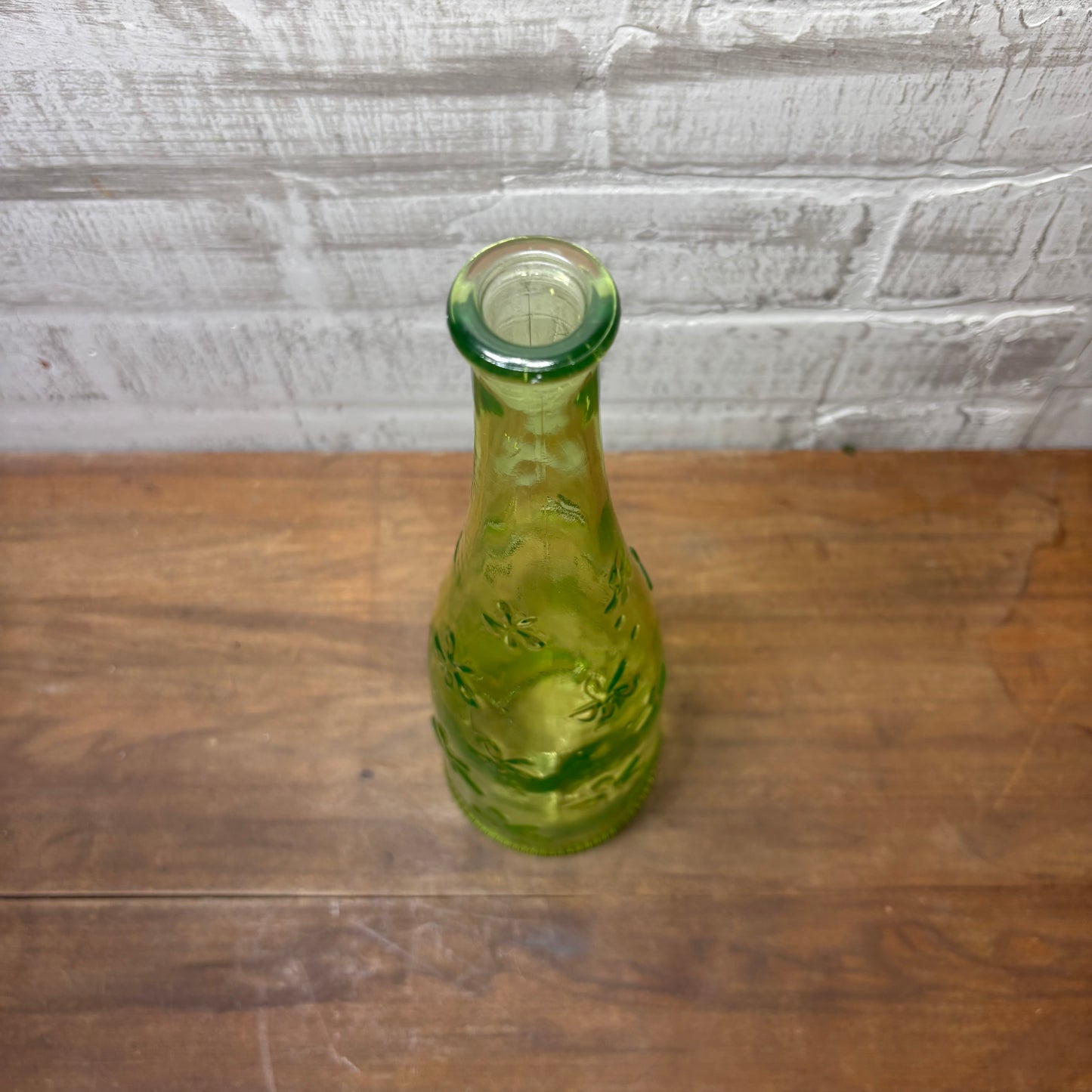 Green Floral Glass Vase
