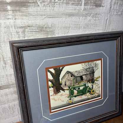 Vintage Cross Stitched John Deere Art