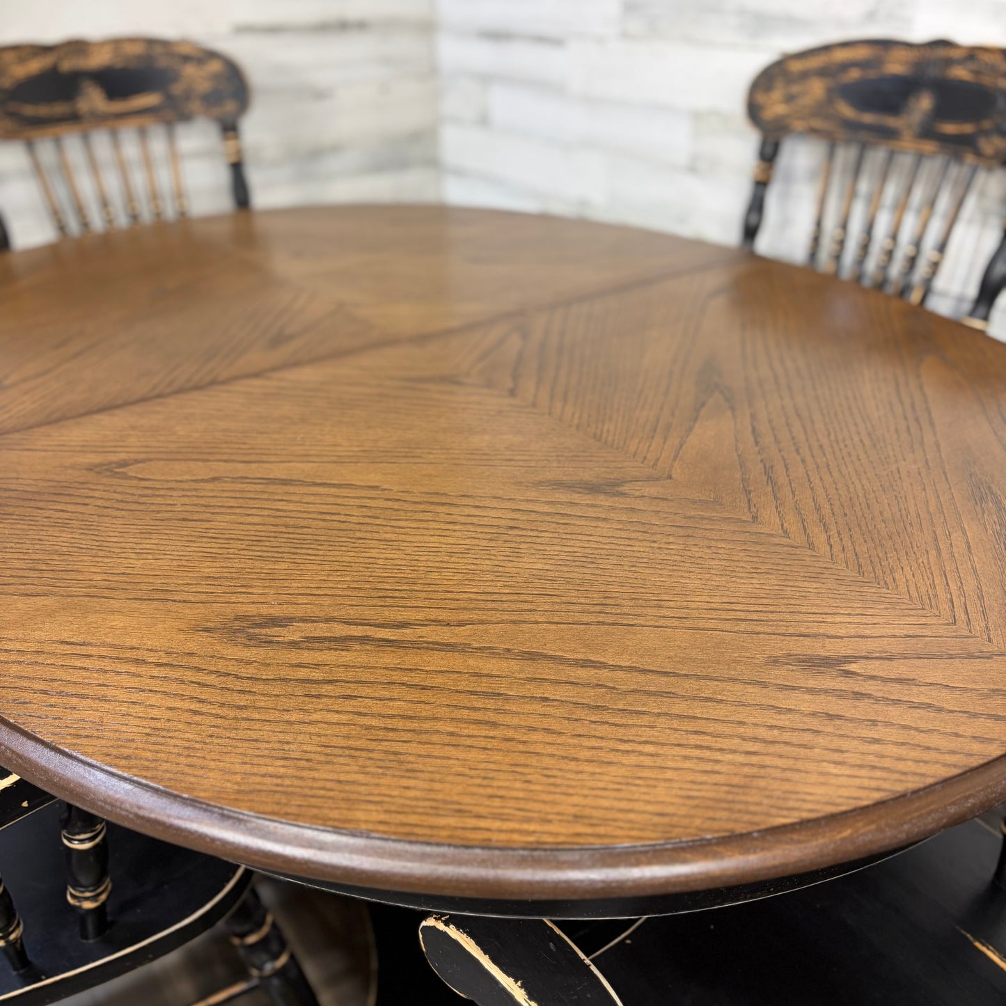 Antique Black Dining Set Table & 4 Chairs