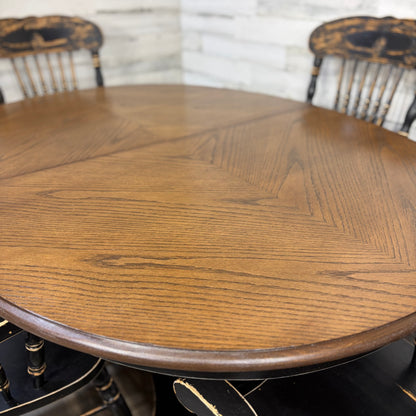 Antique Black Dining Set Table & 4 Chairs