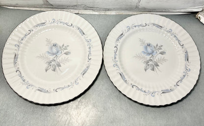 Vintage Paragon “Morning Rose” Silver Rim Dinner Dish Set Of 7