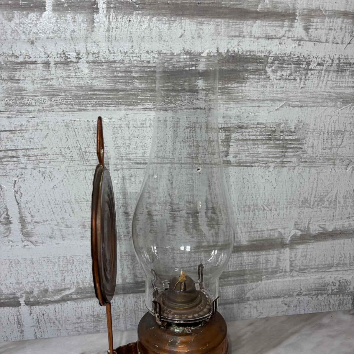 Vintage Copper Hurricane Style Kerosene Oil Lamp