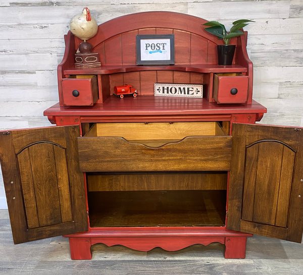 Rustic Barn Red Buffet Cabinet