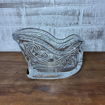 Avon Crystal Glass Sleigh Centerpiece